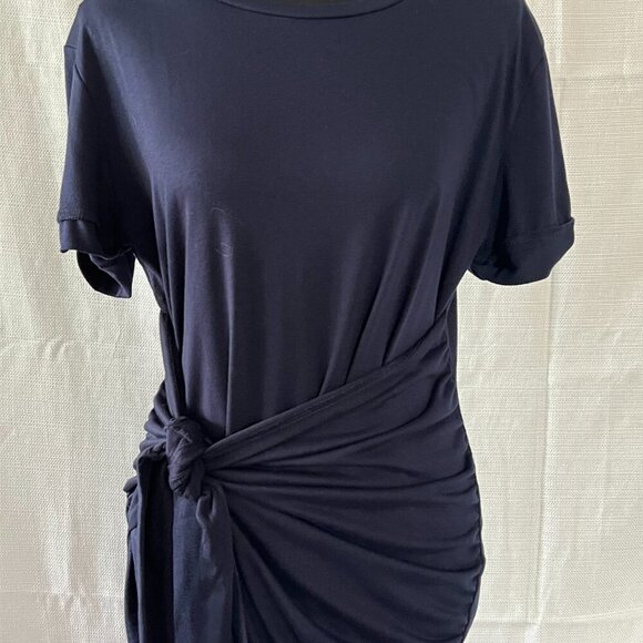 Lillusory Classic Front Tied Wrap Mini Dress Color Navy Blue Large - 0126 - Picture 3 of 6